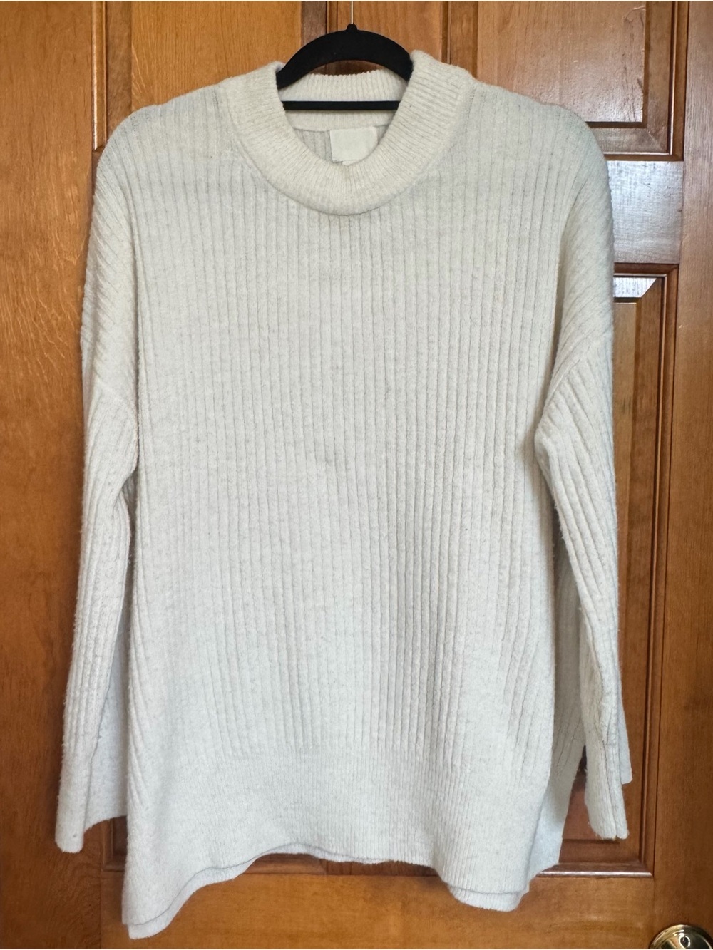 H&M Off-White Ribbed Knit Sweater